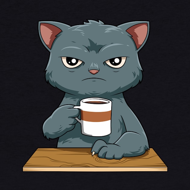 Funny Angry Cat Coffee Lover Feline Morning Animal by melostore
